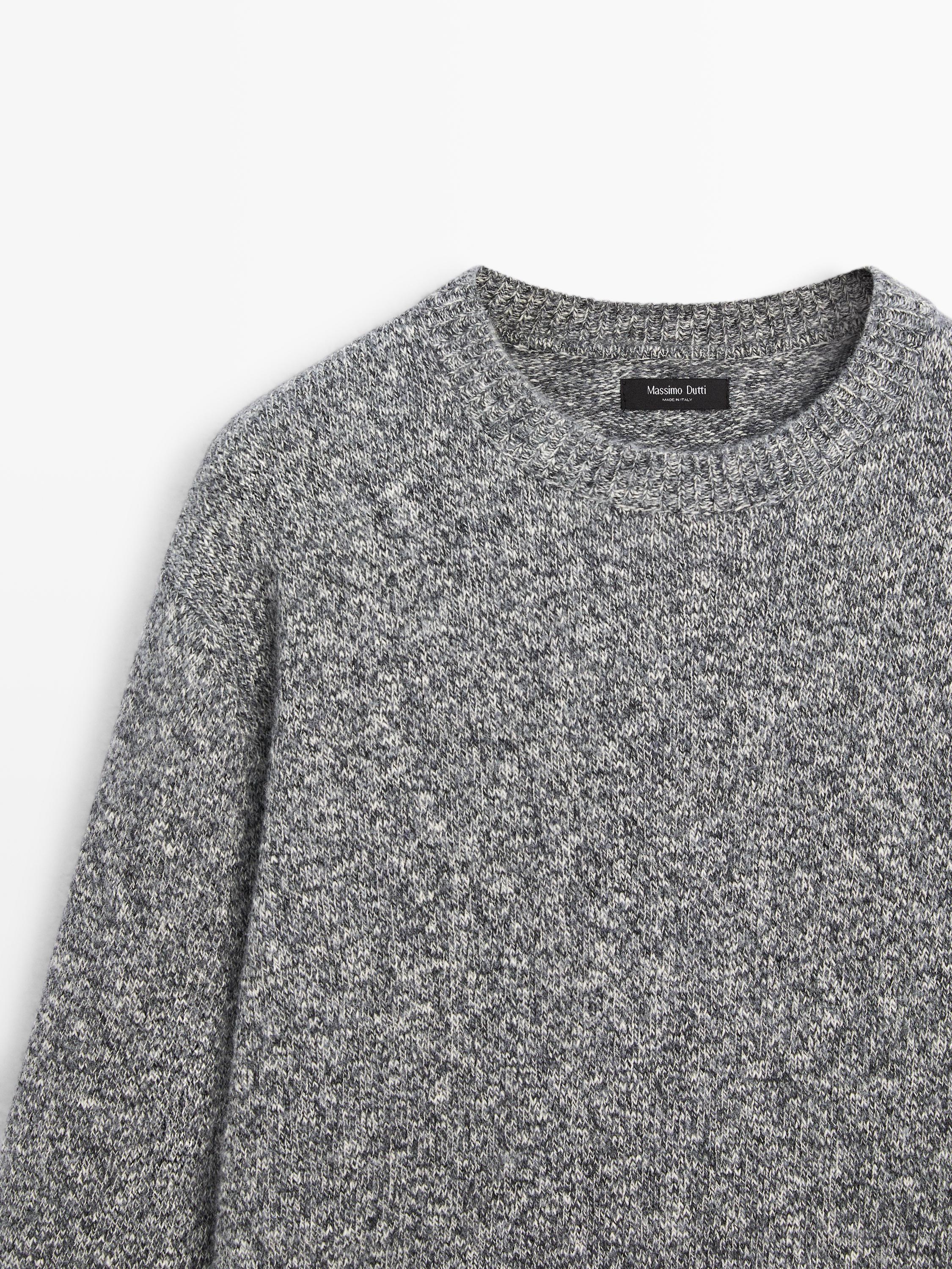 Knit mouliné cotton and wool sweater